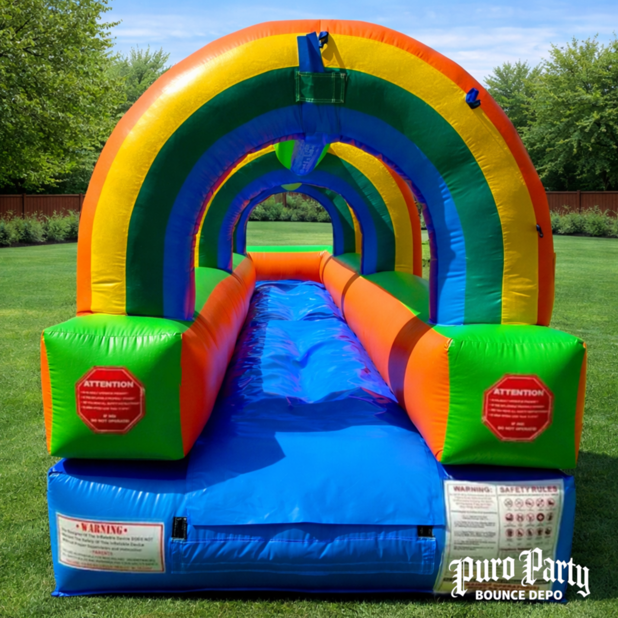 25' Rainbow Inflatable Splash and Ride Waterslide
