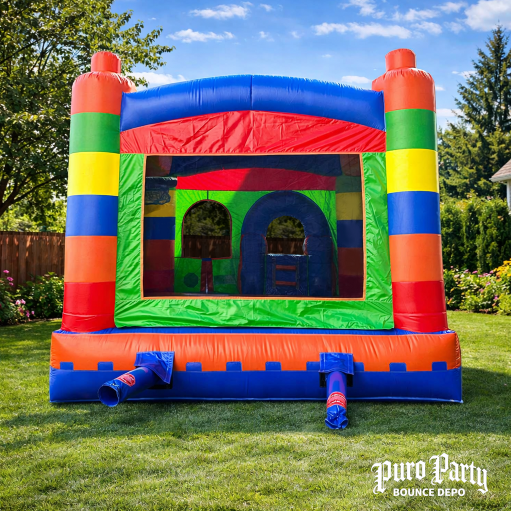 Building Block Bounce House with Slide and Pool