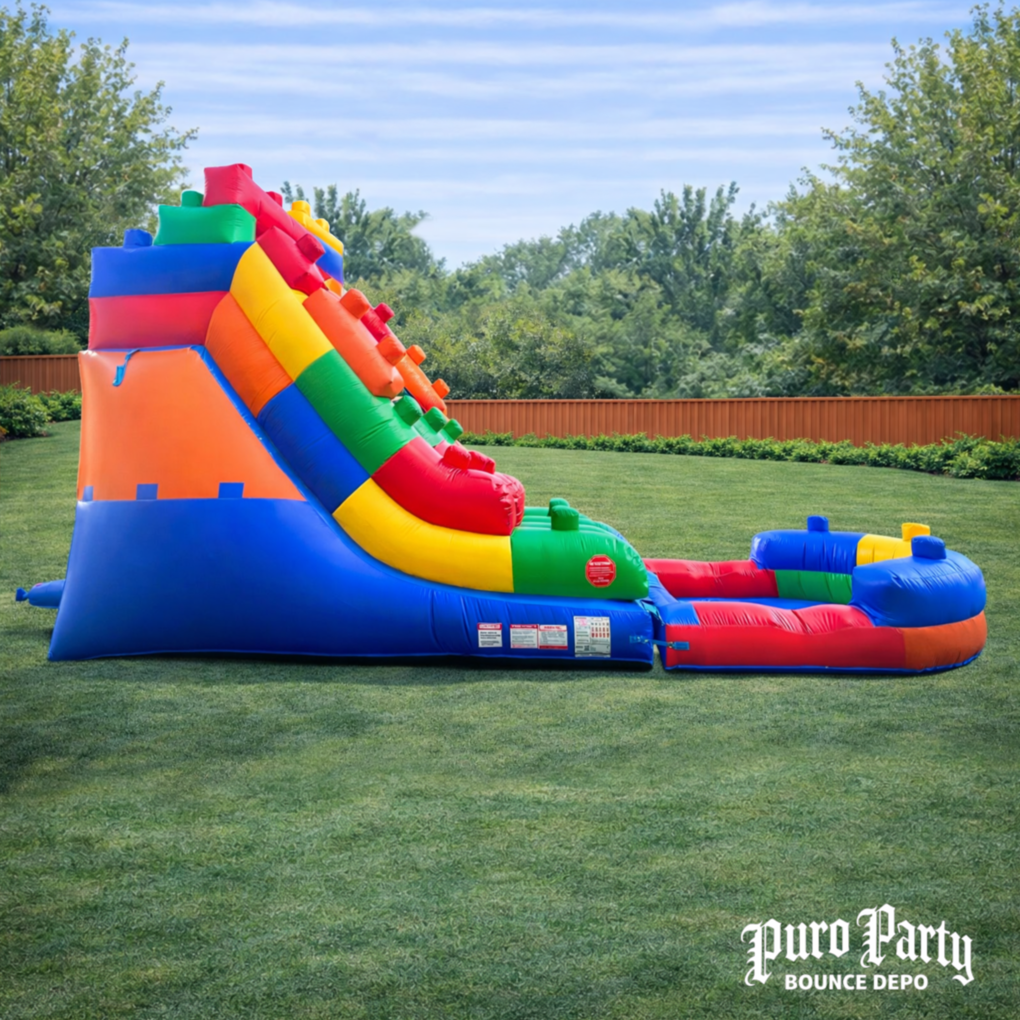 15' Building Block Inflatable Water Slide with Pool