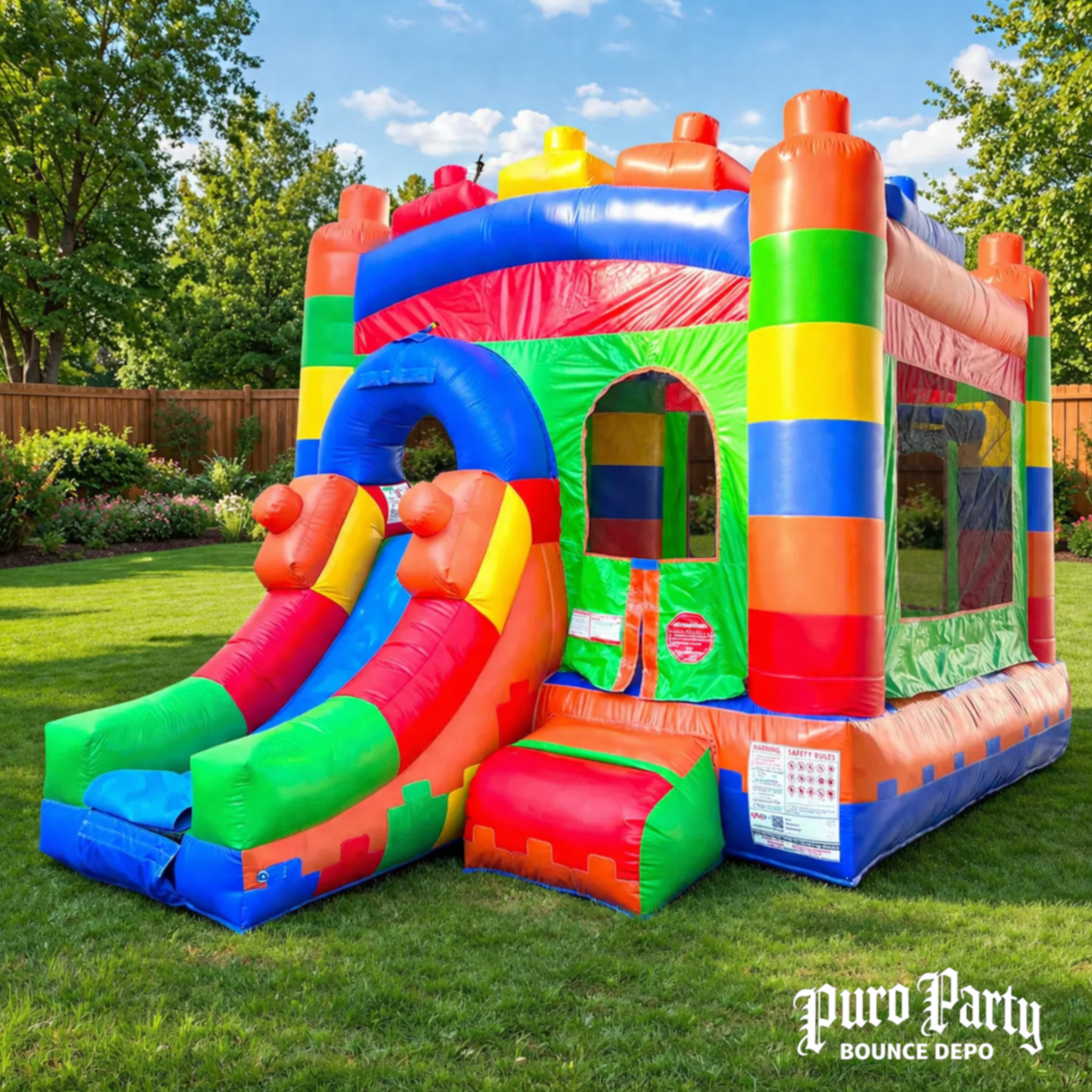 Building Block Bounce House with Slide