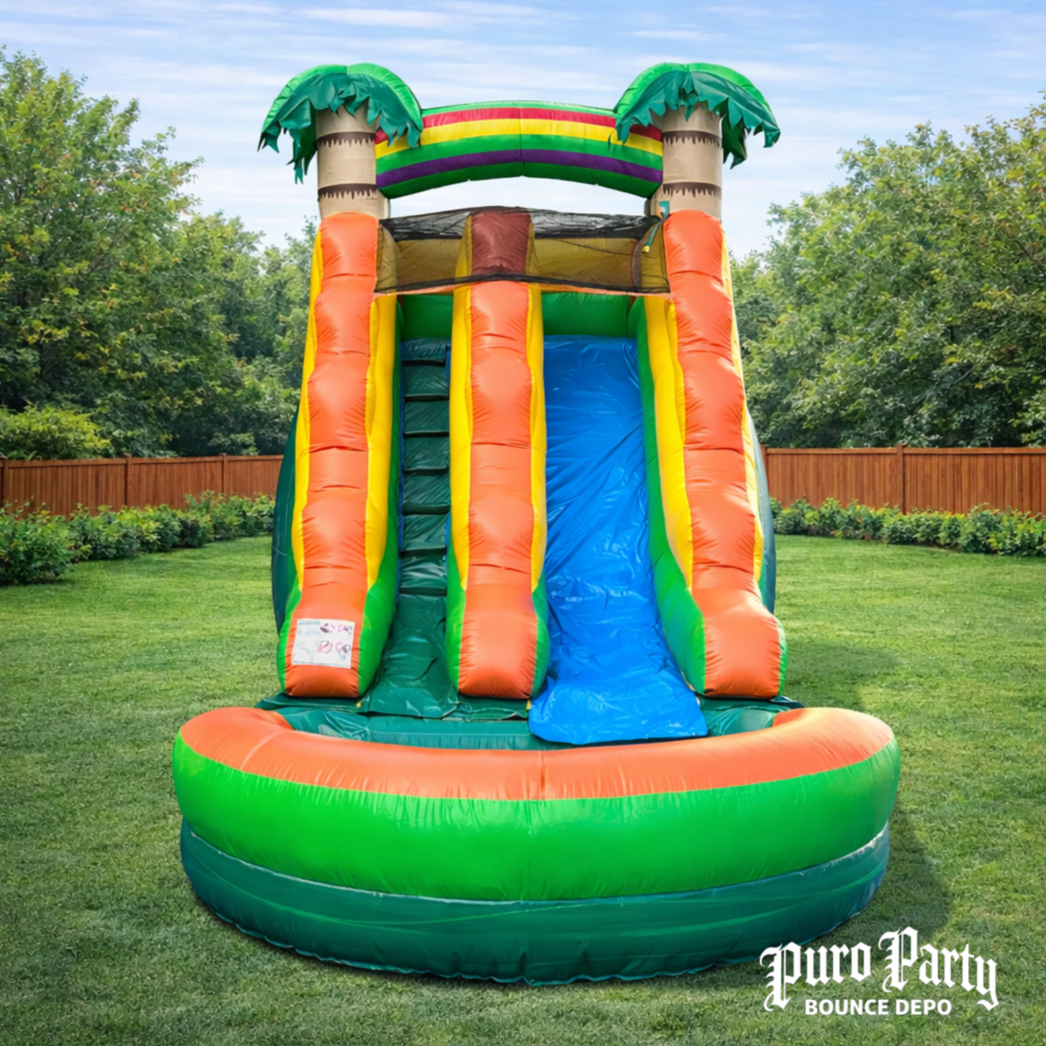 15' Tropical Inflatable Water Slide with Pool