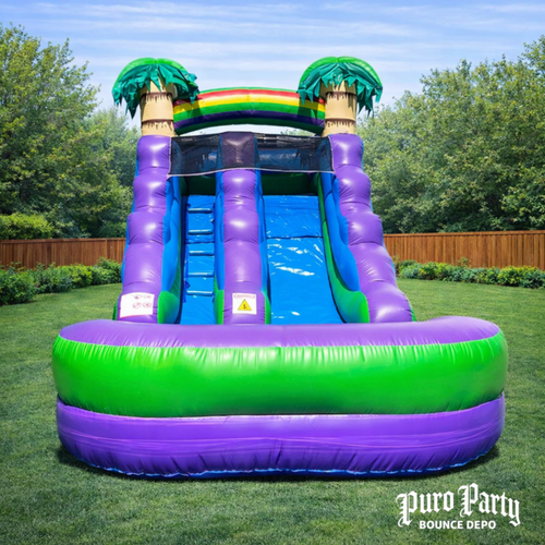 12' Purple Marble Inflatable Water Slide & Pool