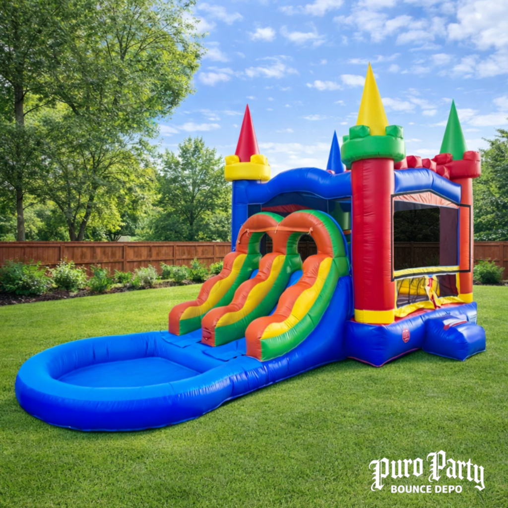 Modular Rainbow Dual Lane Combo with Non-Removable Splash Pool