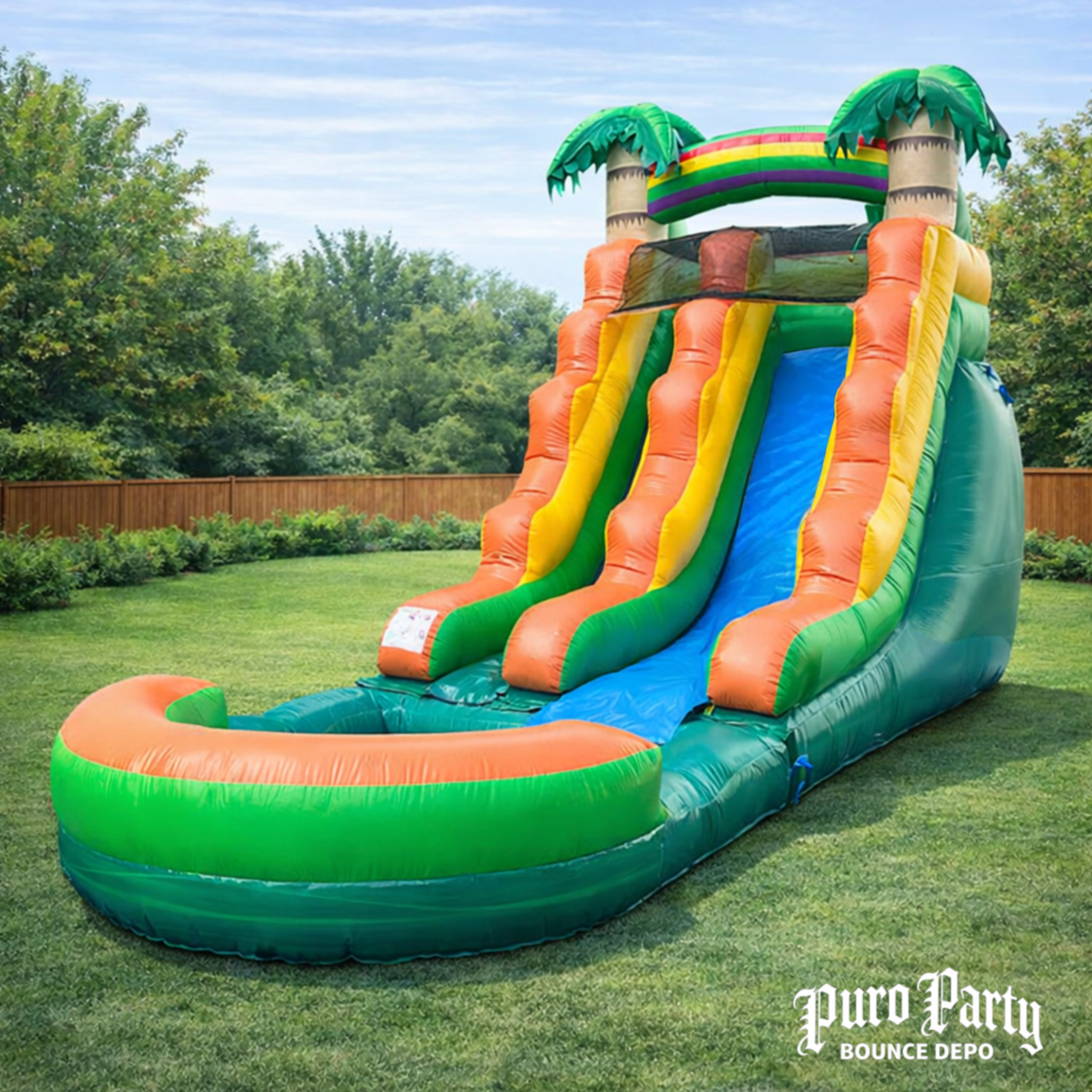15' Tropical Inflatable Water Slide with Pool
