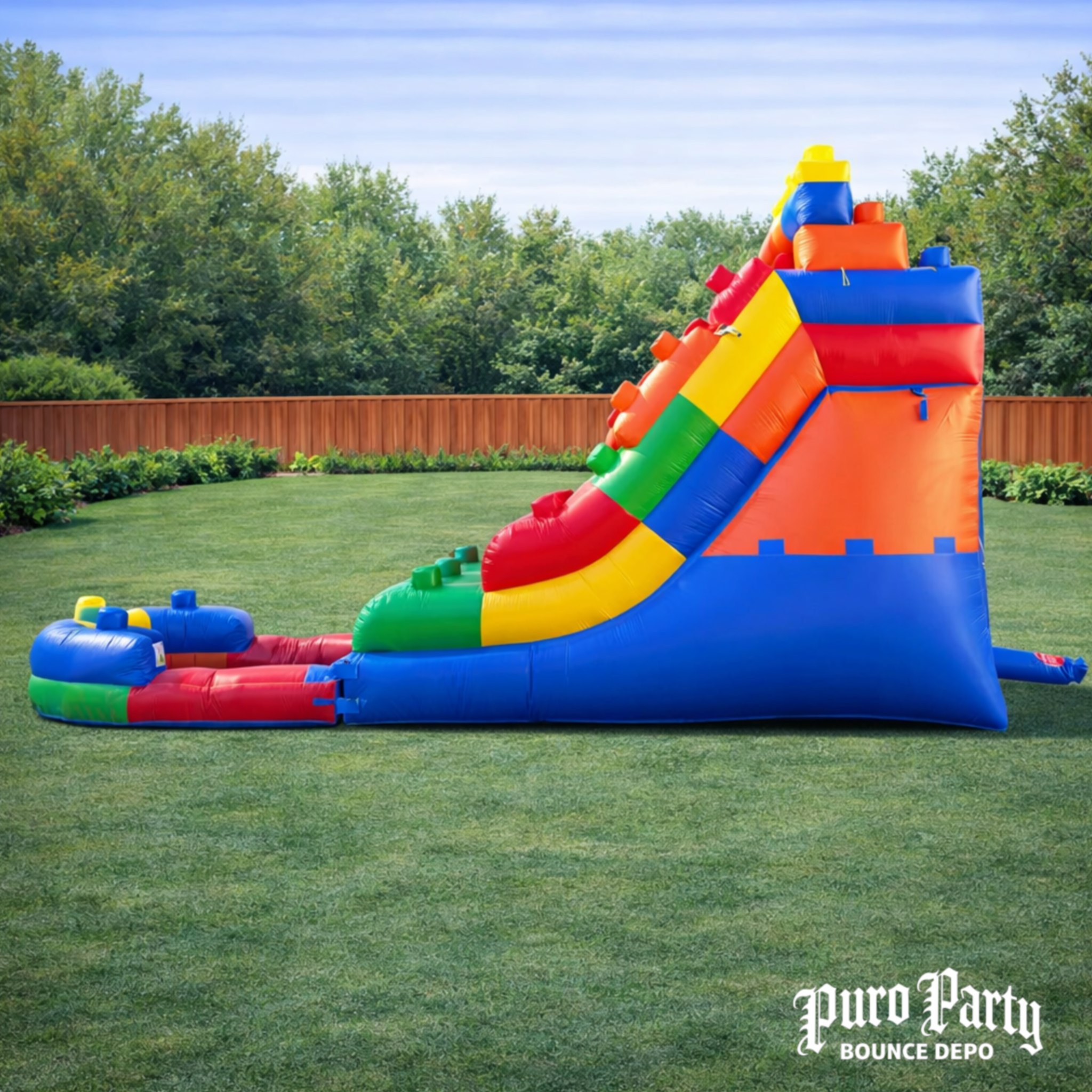 15' Building Block Inflatable Water Slide with Pool