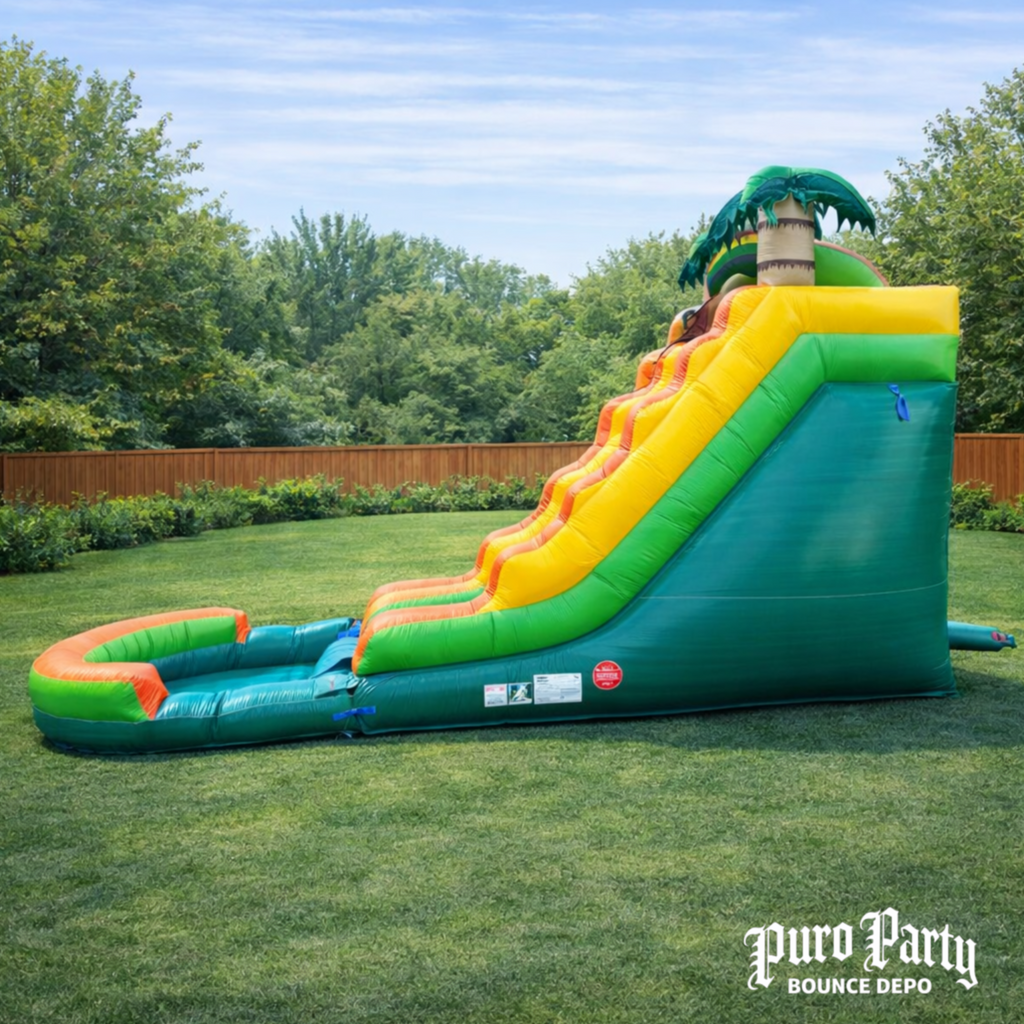 15' Tropical Inflatable Water Slide with Pool