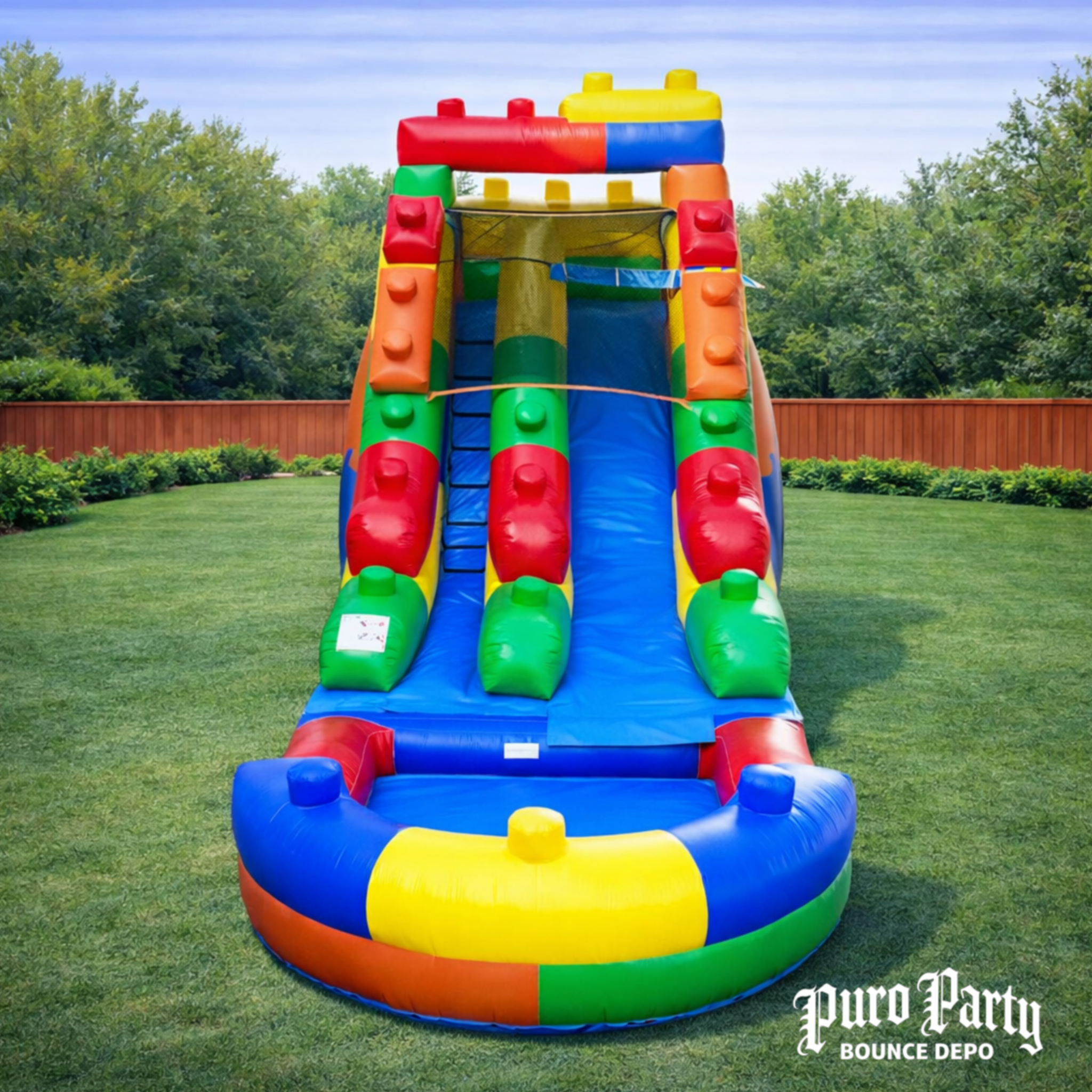 15' Building Block Inflatable Water Slide with Pool