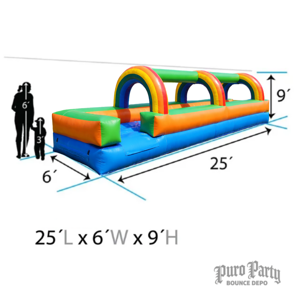 25' Rainbow Inflatable Splash and Ride Waterslide