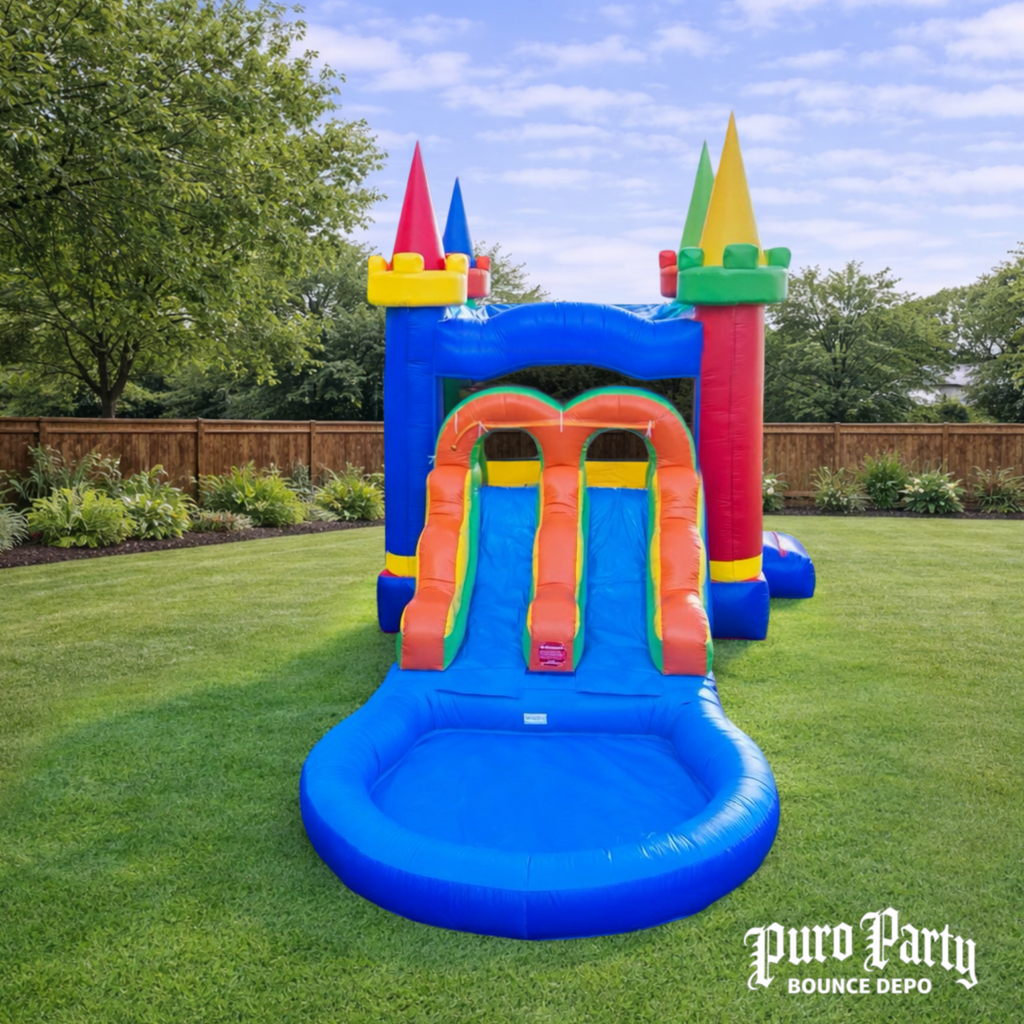 Modular Rainbow Dual Lane Combo with Non-Removable Splash Pool