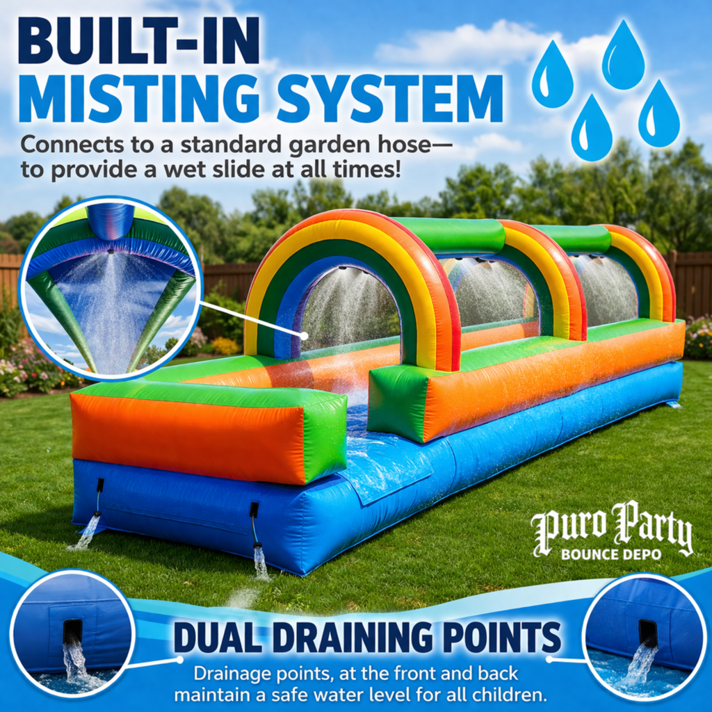 25' Rainbow Inflatable Splash and Ride Waterslide