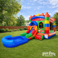 Building Block Bounce House with Slide and Pool